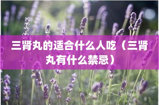 三肾丸的适合什么人吃（三肾丸有什么禁忌）