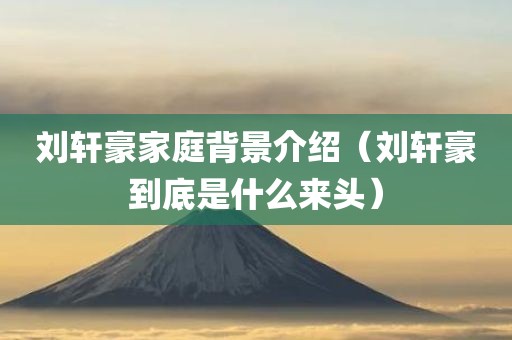刘轩豪家庭背景介绍（刘轩豪到底是什么来头）