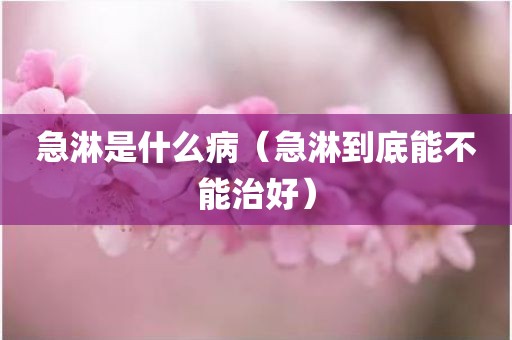 急淋是什么病（急淋到底能不能治好）