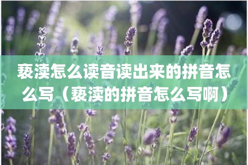 亵渎怎么读音读出来的拼音怎么写（亵渎的拼音怎么写啊）