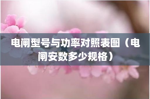 电闸型号与功率对照表图（电闸安数多少规格）