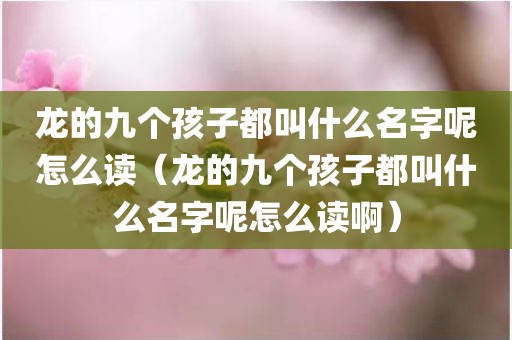 龙的九个孩子都叫什么名字呢怎么读（龙的九个孩子都叫什么名字呢怎么读啊）