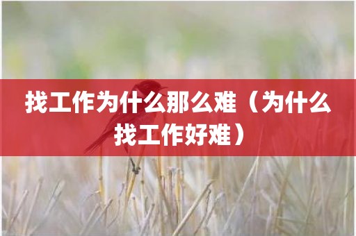 找工作为什么那么难（为什么找工作好难）