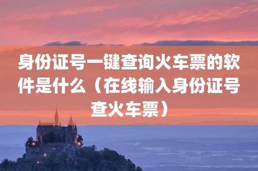 身份证号一键查询火车票的软件是什么（在线输入身份证号查火车票）