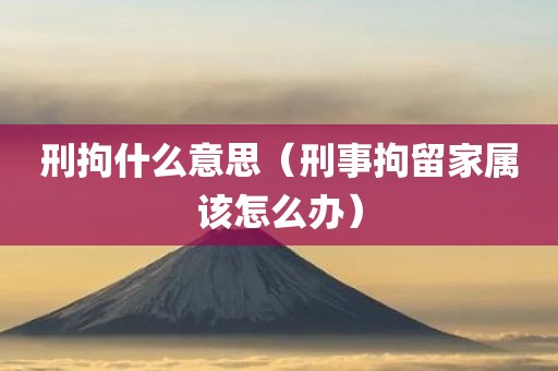 刑拘什么意思(刑事拘留家属该怎么办)