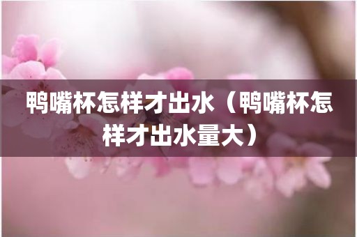 鸭嘴杯怎样才出水（鸭嘴杯怎样才出水量大）