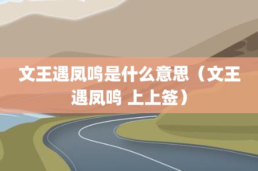 文王遇凤鸣是什么意思（文王遇凤鸣 上上签）