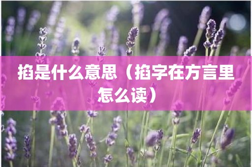 掐是什么意思（掐字在方言里怎么读）