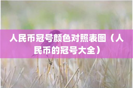 人民币冠号颜色对照表图(人民币的冠号大全) 人民币冠号颜色对照表图(人民币的冠号大全)