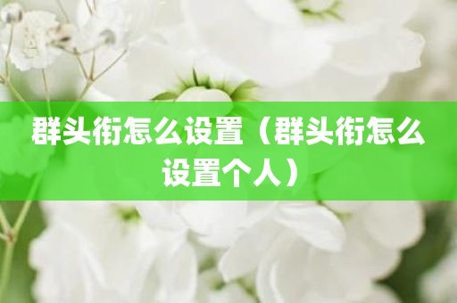 群头衔怎么设置（群头衔怎么设置个人）
