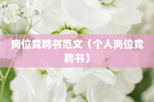 岗位竞聘书范文(个人岗位竞聘书)