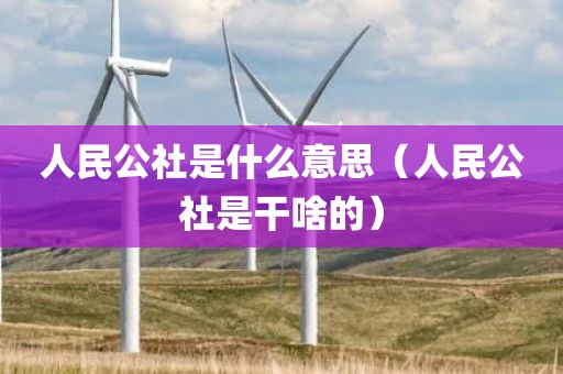 人民公社是什么意思（人民公社是干啥的）