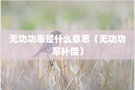 无功功率是什么意思（无功功率补偿）
