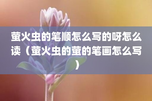 萤火虫的笔顺怎么写的呀怎么读（萤火虫的萤的笔画怎么写）