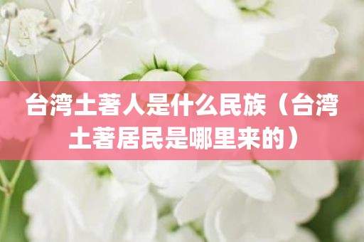 台湾土著人是什么民族（台湾土著居民是哪里来的）