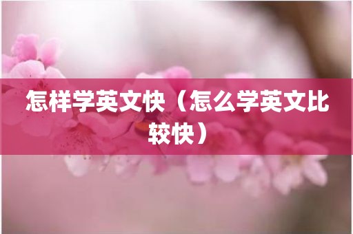 怎样学英文快（怎么学英文比较快）
