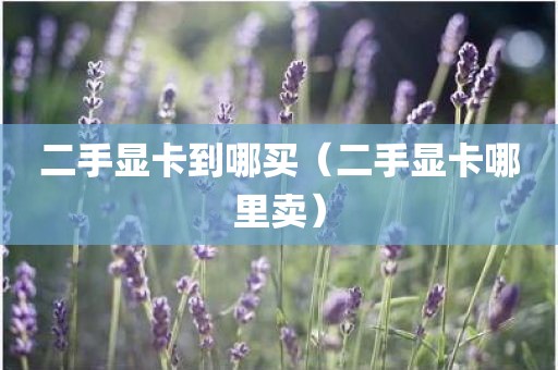 二手显卡到哪买（二手显卡哪里卖）