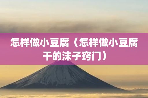怎样做小豆腐（怎样做小豆腐干的沫子窍门）