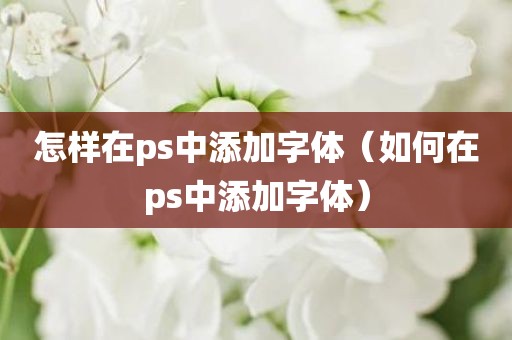 怎样在ps中添加字体（如何在ps中添加字体）