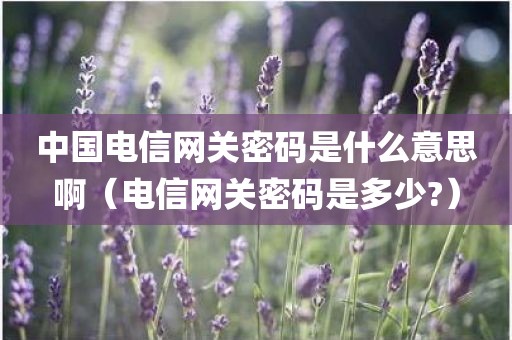 中国电信网关密码是什么意思啊（电信网关密码是多少?）