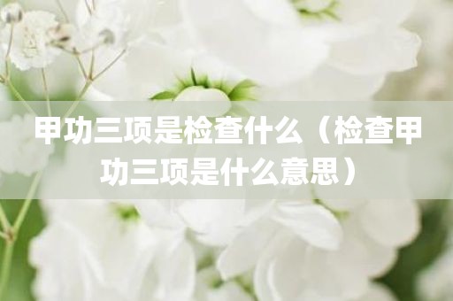 甲功三项是检查什么（检查甲功三项是什么意思）