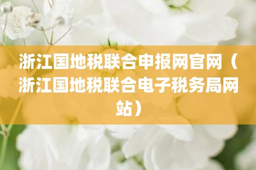 浙江国地税联合申报网官网（浙江国地税联合电子税务局网站）