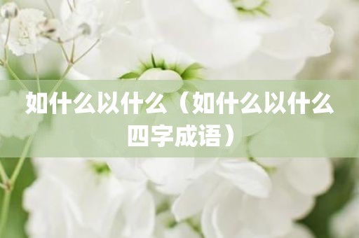 如什么以什么（如什么以什么四字成语）