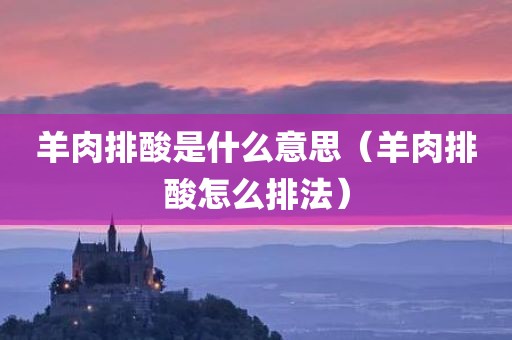 羊肉排酸是什么意思（羊肉排酸怎么排法）