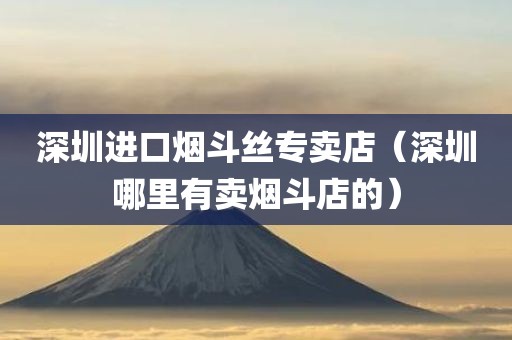 深圳进口烟斗丝专卖店（深圳哪里有卖烟斗店的）