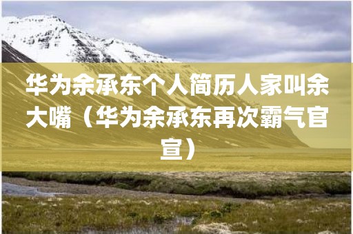 华为余承东个人简历人家叫余大嘴（华为余承东再次霸气官宣）