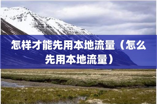 怎样才能先用本地流量（怎么先用本地流量）
