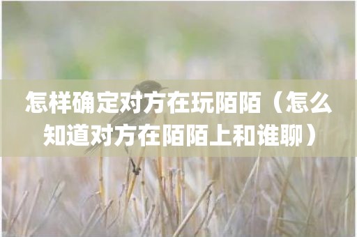 怎样确定对方在玩陌陌（怎么知道对方在陌陌上和谁聊）