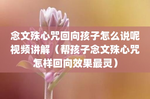 念文殊心咒回向孩子怎么说呢视频讲解（帮孩子念文殊心咒怎样回向效果最灵）