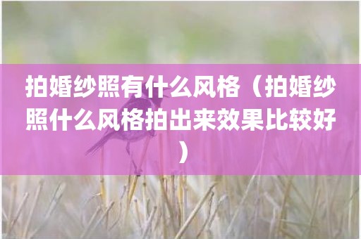 拍婚纱照有什么风格（拍婚纱照什么风格拍出来效果比较好）