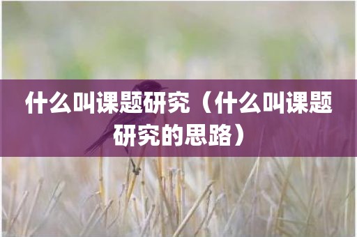 什么叫课题研究（什么叫课题研究的思路）