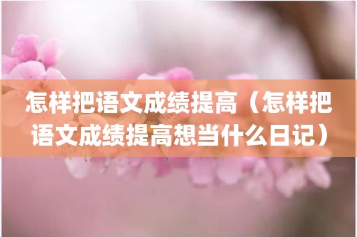 怎样把语文成绩提高(怎样把语文成绩提高想当什么日记)