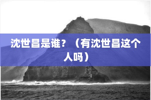 沈世昌是谁？（有沈世昌这个人吗）