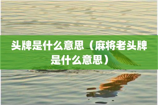 头牌是什么意思（麻将老头牌是什么意思）
