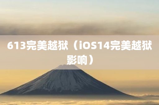 613完美越狱（iOS14完美越狱影响）