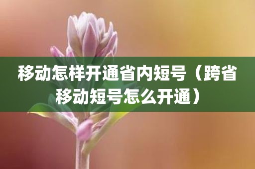 移动怎样开通省内短号（跨省移动短号怎么开通）