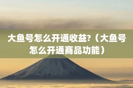 大鱼号怎么开通收益?（大鱼号怎么开通商品功能）