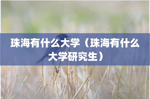 珠海有什么大学（珠海有什么大学研究生）