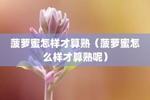 菠萝蜜怎样才算熟（菠萝蜜怎么样才算熟呢）
