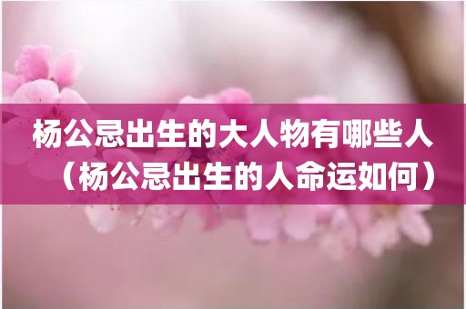 杨公忌出生的大人物有哪些人(杨公忌出生的人命运如何)