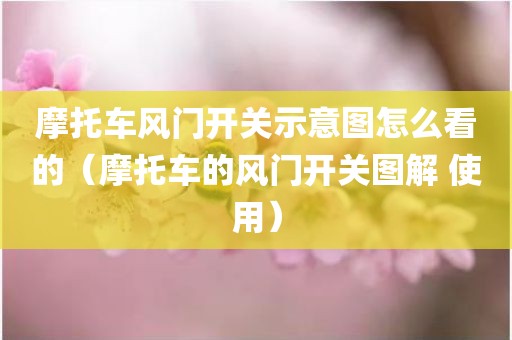 摩托车风门开关示意图怎么看的（摩托车的风门开关图解 使用）