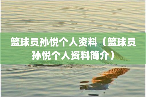 篮球员孙悦个人资料(篮球员孙悦个人资料简介)