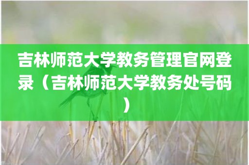 吉林师范大学教务管理官网登录（吉林师范大学教务处号码）