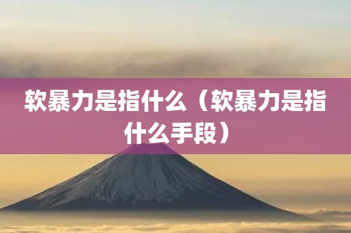 软暴力是指什么（软暴力是指什么手段）
