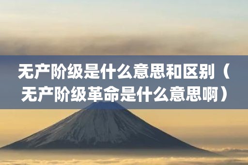 无产阶级是什么意思和区别（无产阶级革命是什么意思啊）
