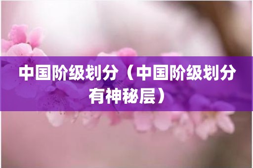 中国阶级划分（中国阶级划分有神秘层）